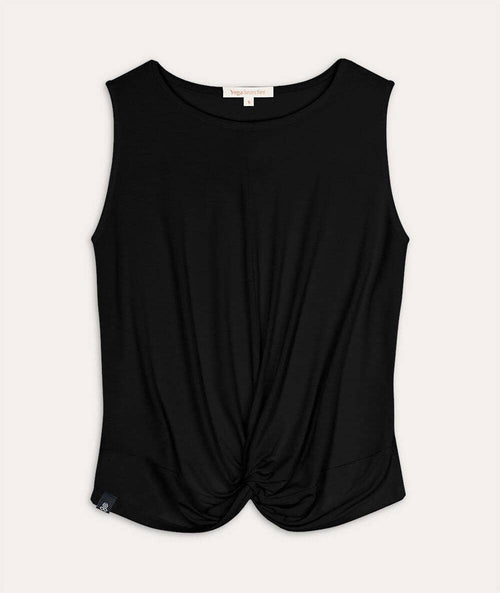 Black Lyocell Tank Top with Front Tie