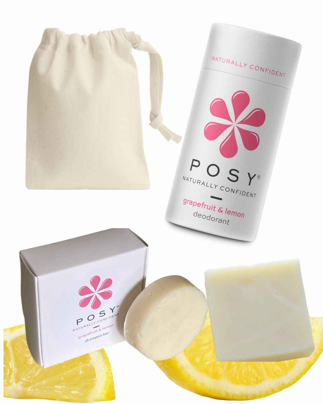 Deodorant, shampoo & conditioner bar cotton bag bundle