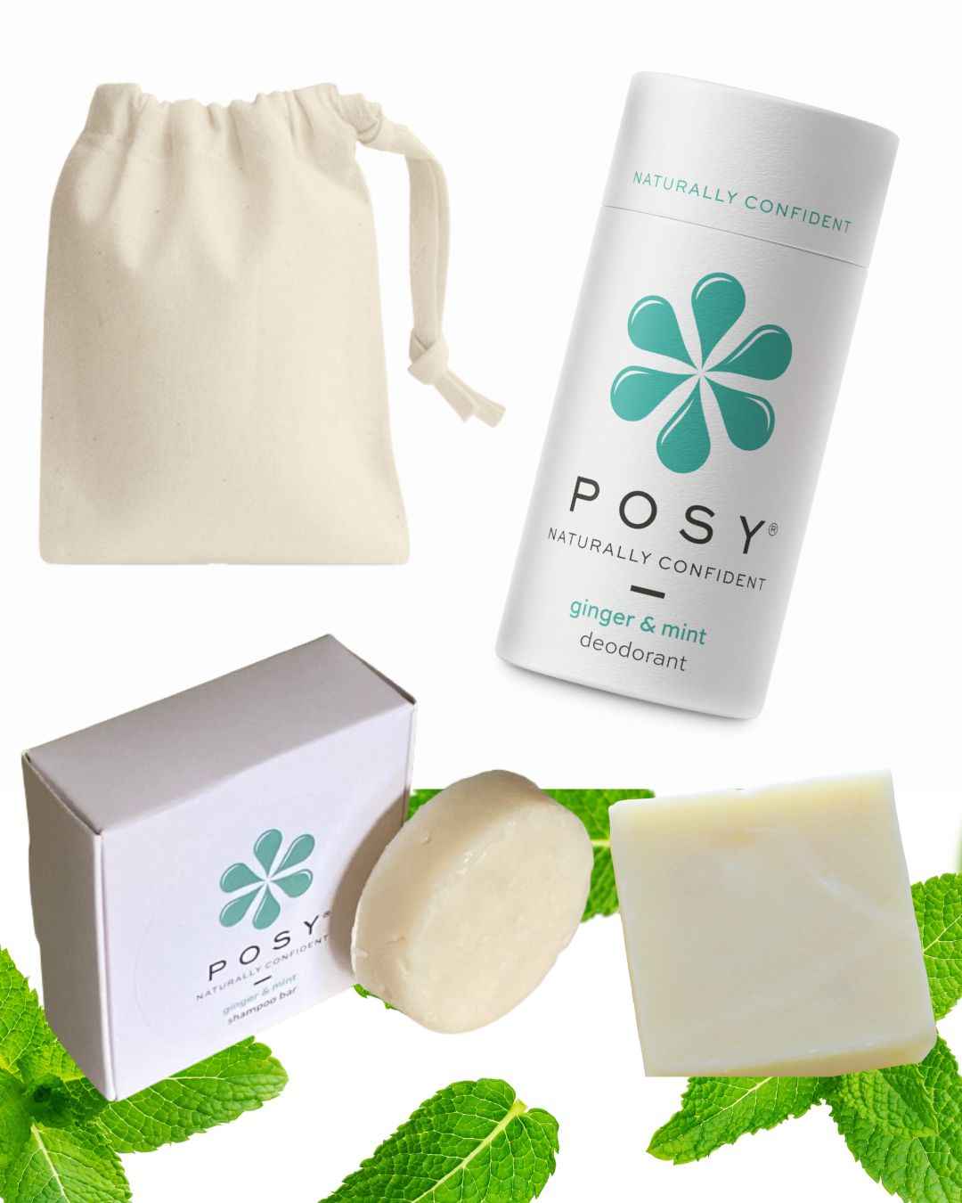 Deodorant, shampoo & conditioner bar cotton bag bundle