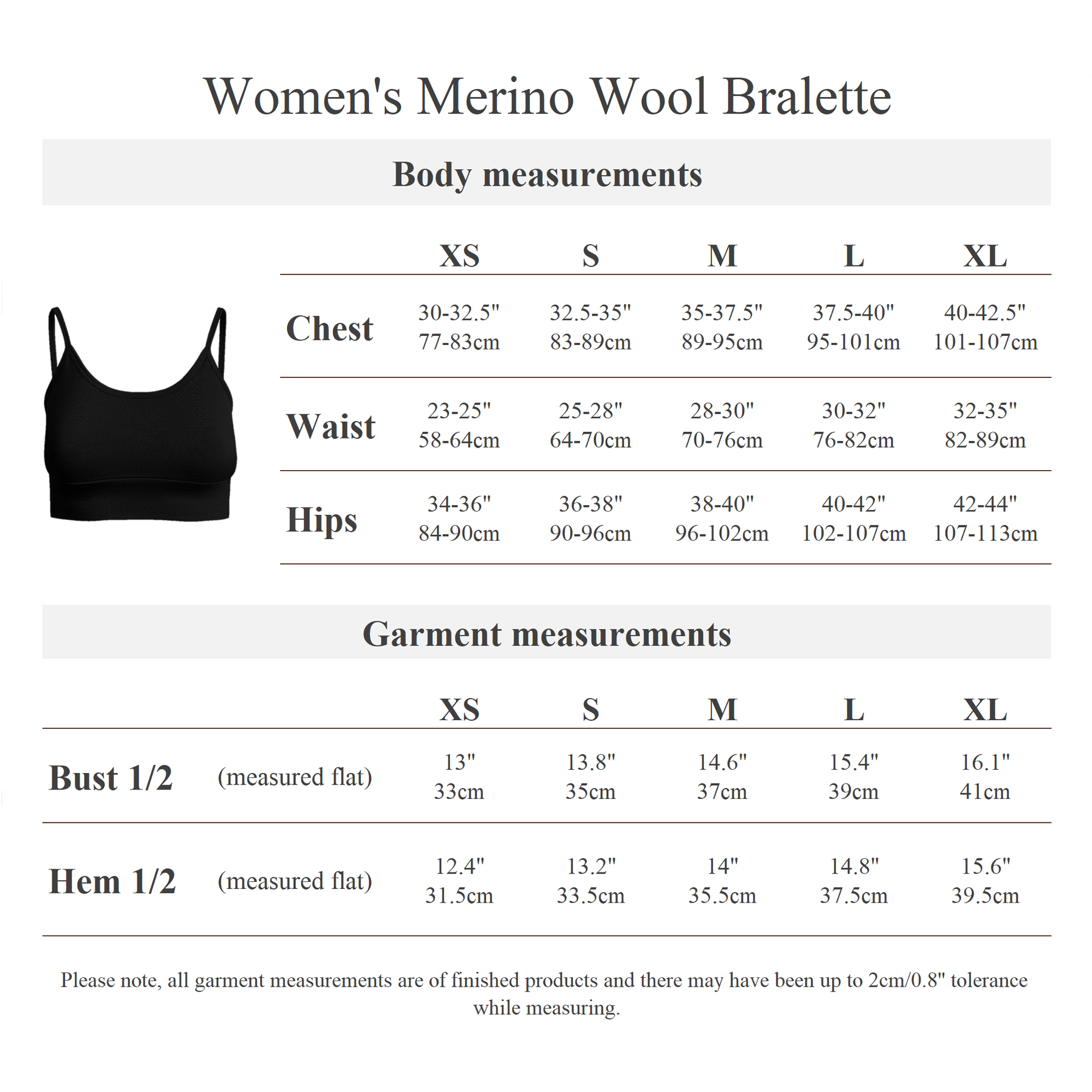 Women's 100% Merino Wool Bralette