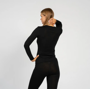 100%Merino wool long sleeve Black